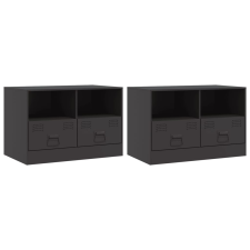 vidaXL 2 db fekete acél TV-szekrény 67 x 39 x 44 cm bútor