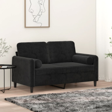 vidaXL 2 db fekete bársony díszpárna Ø15x50 cm lakástextília