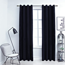 vidaXL 2 db fekete bársony sötétítőfüggöny gyűrűkkel 140 x 225 cm lakástextília