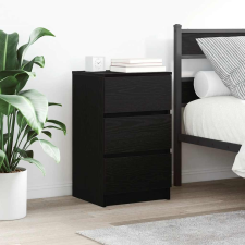 vidaXL 2 db fekete éjjeliszekrények 3 fiókkal 39x35x65 cm bútor