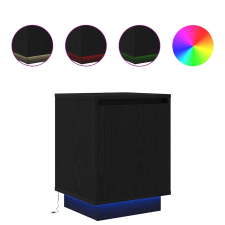 vidaXL 2 db fekete éjjeliszekrények LED világítással 38x34x50 cm (861268) bútor