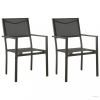 vidaXL 2 db fekete és antracitszürke textilén és acél kerti szék