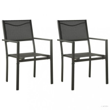 vidaXL 2 db fekete és antracitszürke textilén és acél kerti szék kerti bútor