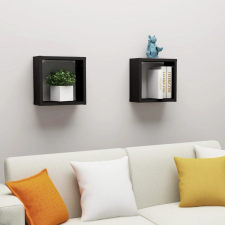 vidaXL 2 db fekete fali kockapolc 30 x 15 x 30 cm bútor