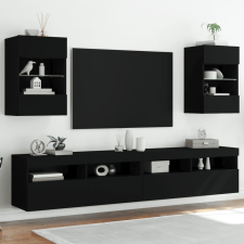vidaXL 2 db fekete fali TV-szekrény LED-világítással 40x30x60,5 cm bútor
