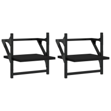 vidaXL 2 db fekete falipolc rúddal 30 x 25 x 30 cm (836233) bútor