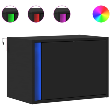 vidaXL 2 db fekete falra szerelhető éjjeliszekrény LED-világítással (852092) bútor