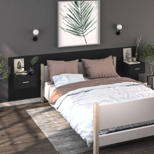 vidaXL 2 db fekete falra szerelhető szerelt fa éjjeliszekrény bútor