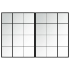 vidaXL 2 db fekete fém fali tükör 80x60 cm (3189032) bútor