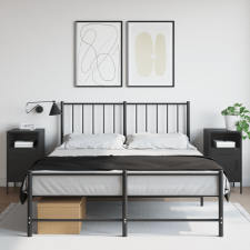 vidaXL 2 db fekete hidegen hengerelt acél éjjeliszekrény 36x39x68 cm bútor