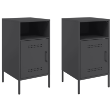 vidaXL 2 db fekete hidegen hengerelt acél éjjeliszekrény 36x39x68 cm bútor