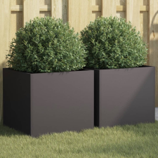 vidaXL 2 db fekete hidegen hengerelt acél növénytartó 42x40x39 cm kerti tárolás