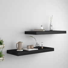vidaXL 2 db fekete MDF fali polc 60 x 23,5 x 3,8 cm bútor