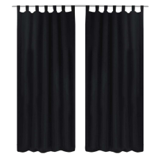 vidaXL 2 db fekete mikroszatén függöny karikákkal 140 x 225 cm lakástextília