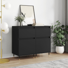 vidaXL 2 db fekete műfa tálalószekrény 40 x 35 x 70 cm bútor
