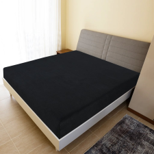 vidaXL 2 db fekete pamutdzsörzé gumis lepedő 160 x 200 cm lakástextília