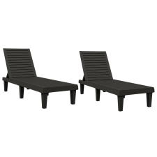 vidaXL 2 db fekete polipropilén napozóágy 155 x 58 x 83 cm (364148) kerti bútor