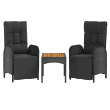 vidaXL 2 db fekete polyrattan dönthető kerti szék asztallal (319910) kerti bútor