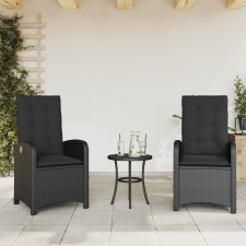 vidaXL 2 db fekete polyrattan dönthető kerti szék párnával kerti bútor