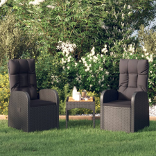vidaXL 2 db fekete polyrattan dönthető kerti szék párnával kerti bútor