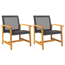 vidaXL 2 db fekete polyrattan és akácfa kerti szék (367595) kerti bútor