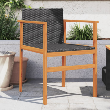 vidaXL 2 db fekete polyrattan és tömör fa kerti szék kerti bútor