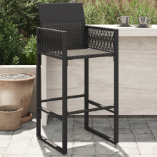 vidaXL 2 db fekete polyrattan kerti bárszék kerti bútor