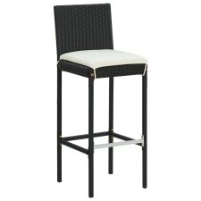vidaXL 2 db fekete polyrattan kerti bárszék párnával (313435) kerti bútor