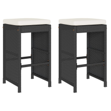 vidaXL 2 db fekete polyrattan kerti bárszék párnával (368686) kerti bútor