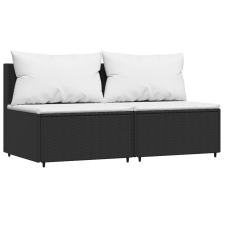 vidaXL 2 db fekete polyrattan kerti középső kanapé párnákkal (319738) kerti bútor