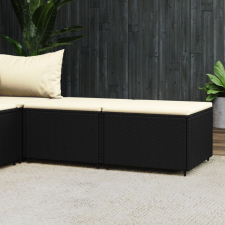 vidaXL 2 db fekete polyrattan kerti lábtartó párnákkal kerti bútor