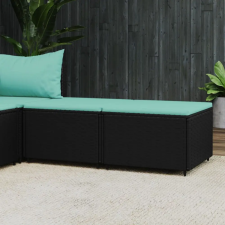 vidaXL 2 db fekete polyrattan kerti lábtartó párnákkal kerti bútor