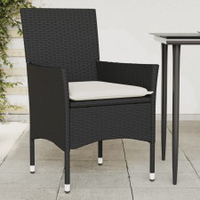 vidaXL 2 db fekete polyrattan kerti szék párnával kerti bútor