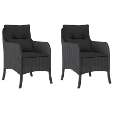 vidaXL 2 db fekete polyrattan kerti szék párnával (365145) kerti bútor