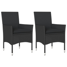 vidaXL 2 db fekete polyrattan kerti szék párnával (368109) kerti bútor