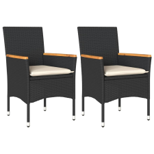 vidaXL 2 db fekete polyrattan kerti szék párnával (368119) kerti bútor