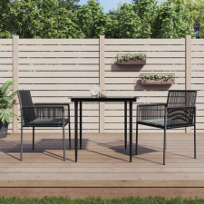 vidaXL 2 db fekete polyrattan kerti szék párnával 54 x 60,5 x 83,5 cm kerti bútor