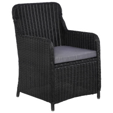 vidaXL 2 db fekete polyrattan kültéri étkezőszék párnával   (44146) kerti bútor