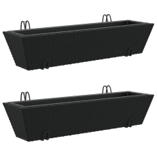 vidaXL 2 db fekete polyrattan növénytartó horoggal (366404) kerti tárolás