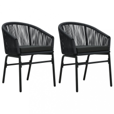 vidaXL 2 db fekete PVC rattan kerti szék kerti bútor