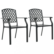 vidaXL 2 db fekete rakásolható acél kültéri szék kerti bútor