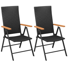vidaXL 2 db fekete rakásolható polyrattan kerti szék (42798) kerti bútor