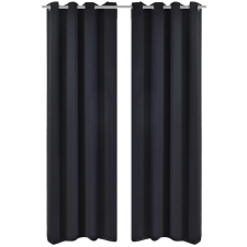 vidaXL 2 db fekete sötétítőfüggöny fém függönykarikákkal 135 x 175 cm lakástextília