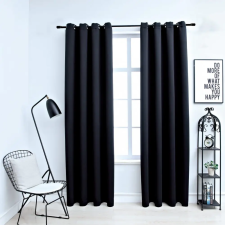 vidaXL 2 db fekete sötétítőfüggöny fémgyűrűkkel 140 x 225 cm lakástextília