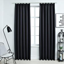 vidaXL 2 db fekete sötétítőfüggöny kampókkal 140 x 175 cm lakástextília