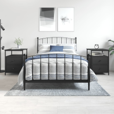 vidaXL 2 db fekete szerelt fa éjjeliszekrény 44x45x60 cm bútor