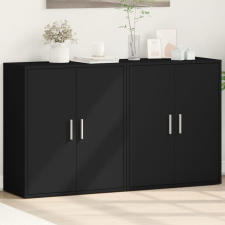 vidaXL 2 db fekete szerelt fa tálalószekrény 60 x 31 x 70 cm bútor