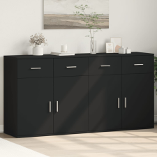 vidaXL 2 db fekete szerelt fa tálalószekrény 79 x 38 x 80 cm bútor