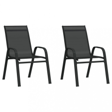 vidaXL 2 db fekete textilén rakásolható kerti szék kerti bútor