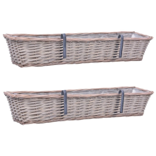vidaXL 2 db fonott virágtartó PE betéttel 80 x 20 x 15 cm kerti dekoráció